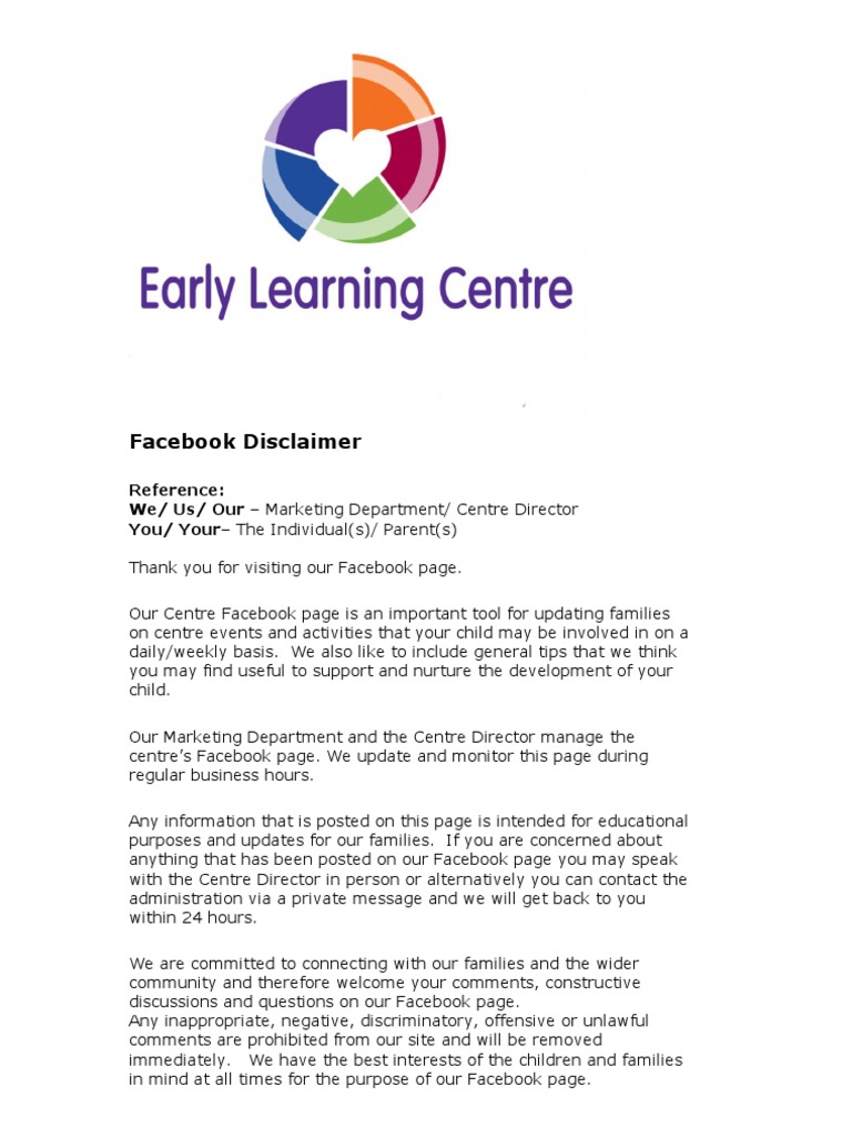 Facebook Disclaimer | PDF | Facebook | Social Media
