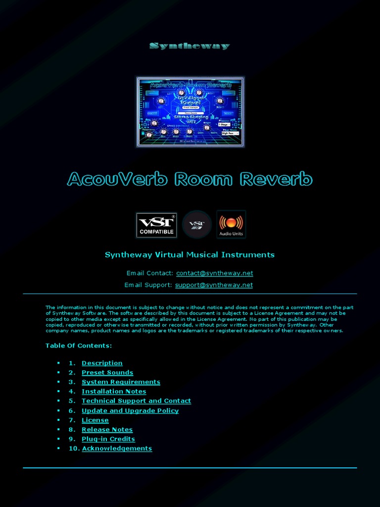 Syntheway Virtual Musical Instruments Table of Contents PDF