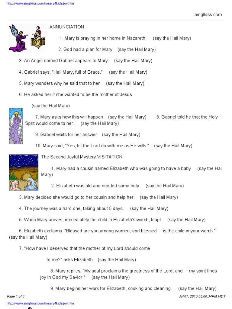 Joyful Mysteries For Kids | PDF | Mary, Mother Of Jesus | Gabriel