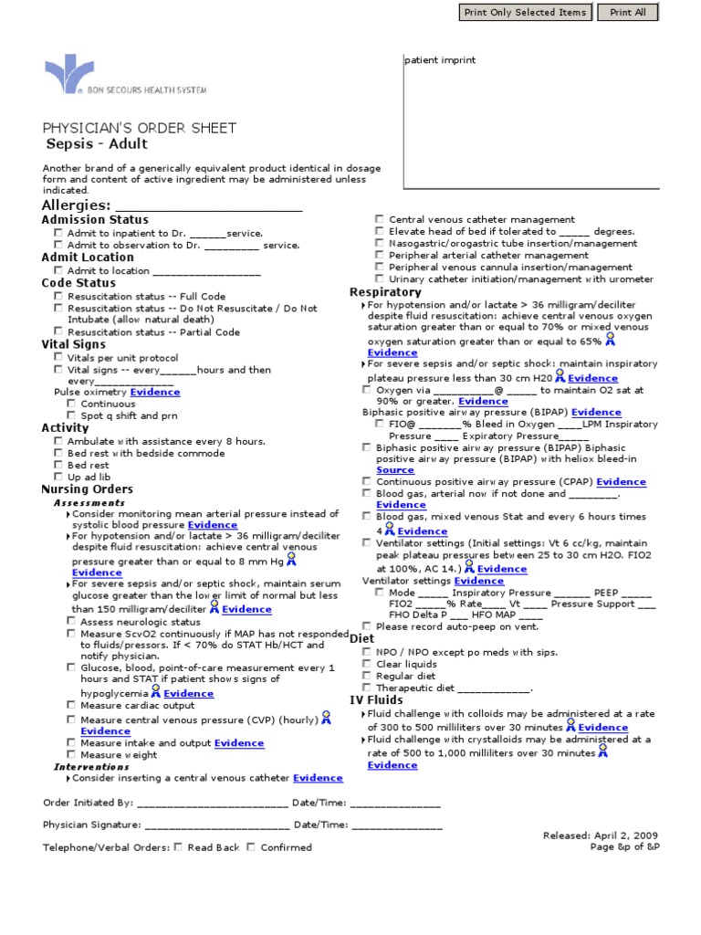 Sepsis Adult | PDF