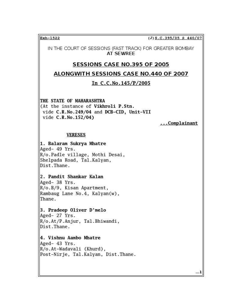 Vikhroli Illicit Liquor Tragedy 2004 Case Judgement PDF Murder