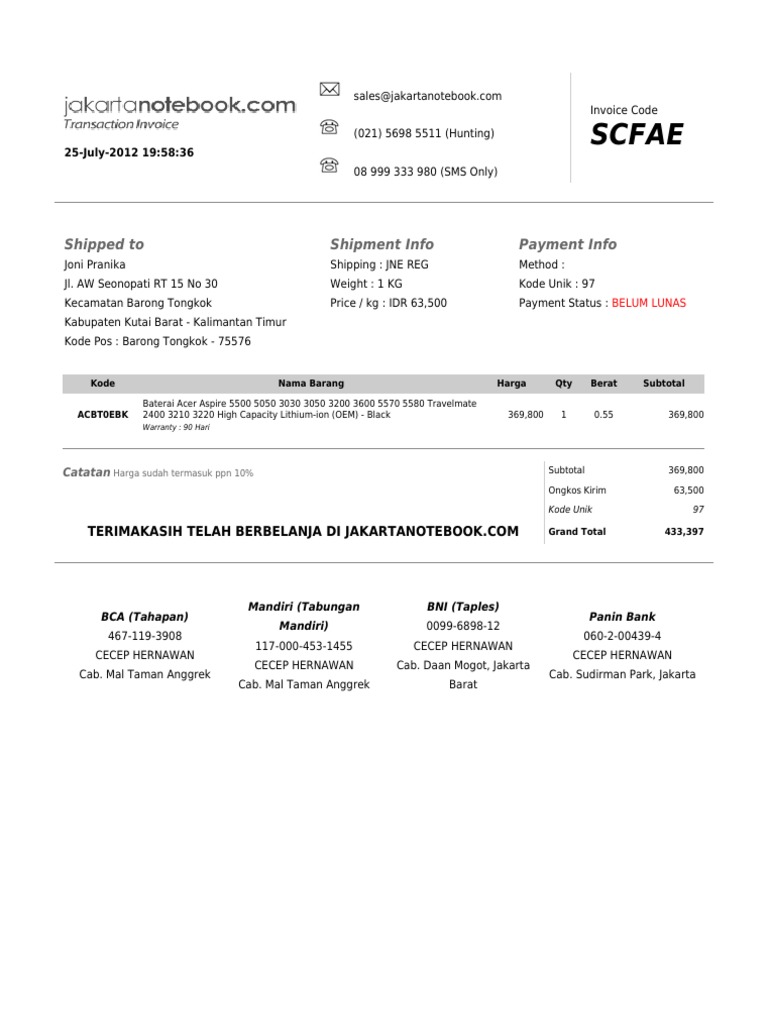 Scfae: Shipped To Shipment Info Payment Info | PDF