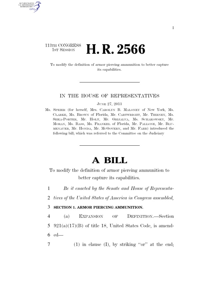 A Bill in The House of Representatives PDF United States Law