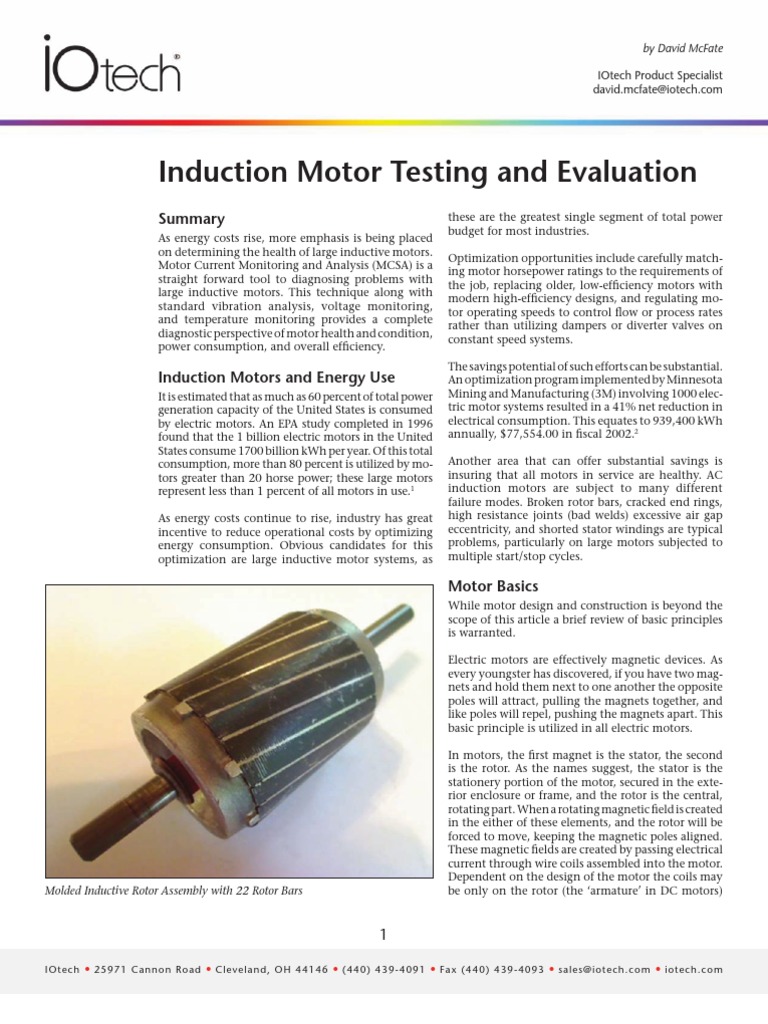Induction Motor Testing and Evaluation: by David Mcfate | PDF ...