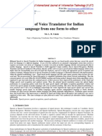 A Model of Voice Translator for Indian
language from one form to other