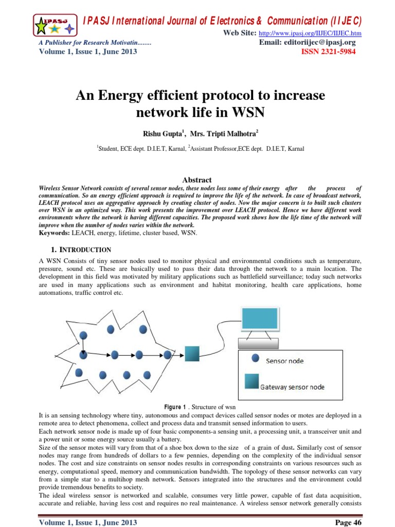 An Energy Efficient Protocol To Increase Network Life in WSN | PDF ...