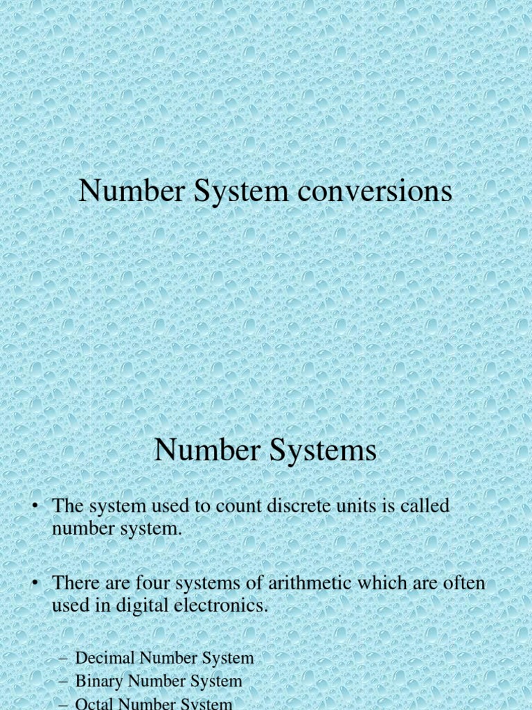 Number System Conversions (1) | Decimal | Numbers