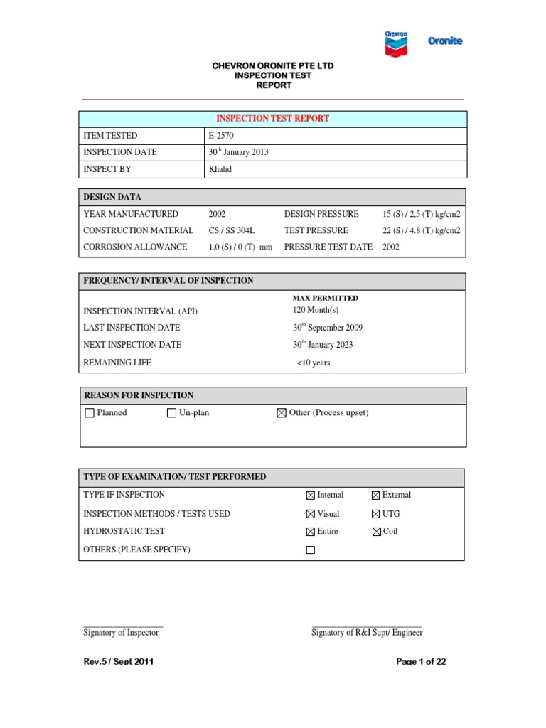 Heat Exchanger Inspection Report 2013 | PDF | Refractory | Pipe (Fluid ...
