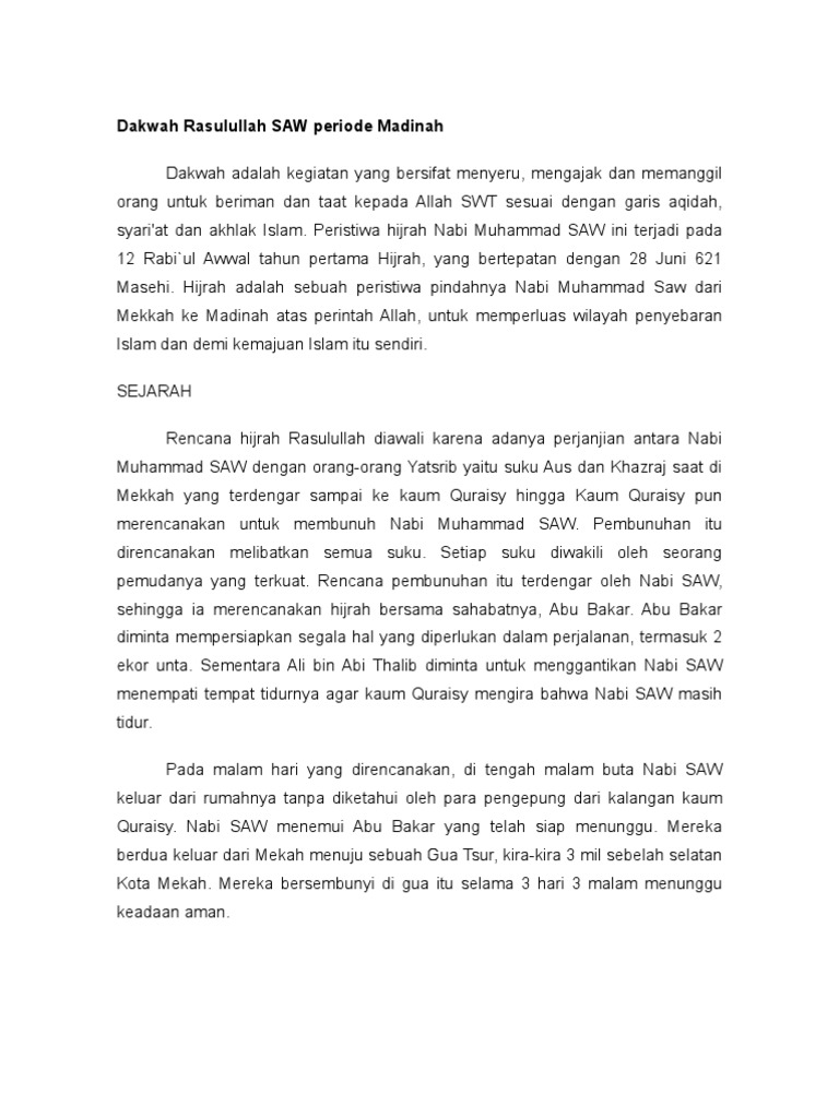 Dakwah Rasulullah Saw Periode Madinah