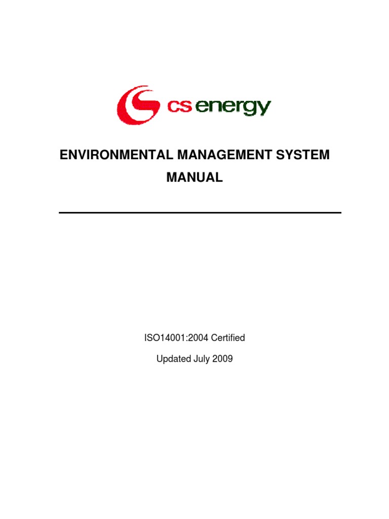 Environmental Management System Manual PDF Steam Natural Gas