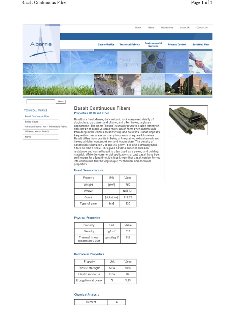 Basalt Properties PDF Basalt Composite Material