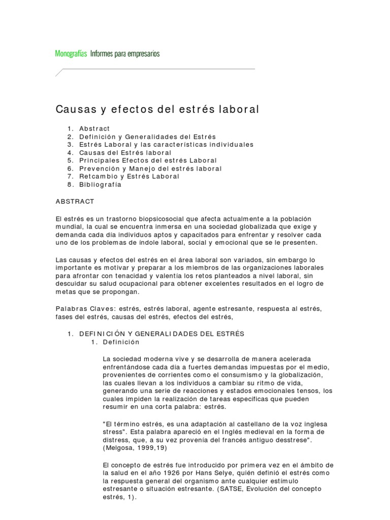 Estres Laboral | PDF | Estrés (biología) | Ciencias del comportamiento