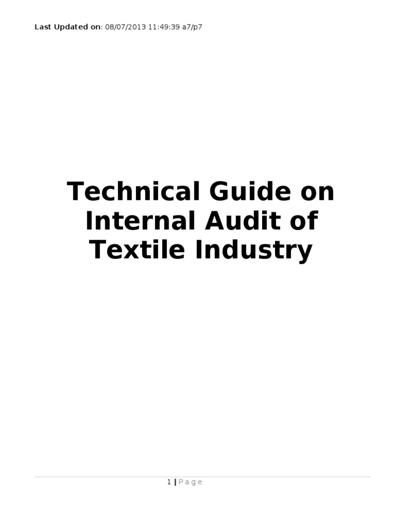 Technical Guide on Internal Audit of Textile Industry Draft Form CA