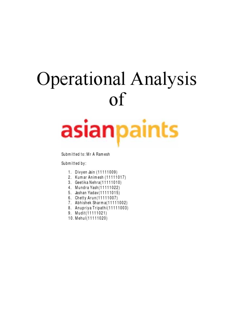 Asian Paints Operational Overview | PDF | Titanium Dioxide | Inventory