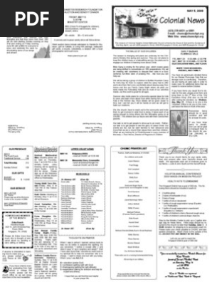 MAy 5 2009 Newsletter