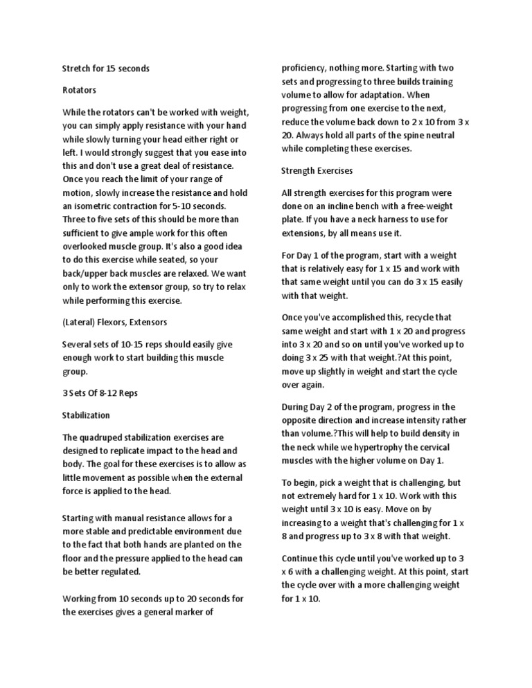 Neck Training Pdf Strength Training Physical Exercise