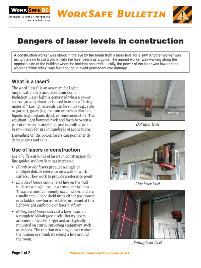Dangers of Laser Levels in Construction PDF Laser Human Eye
