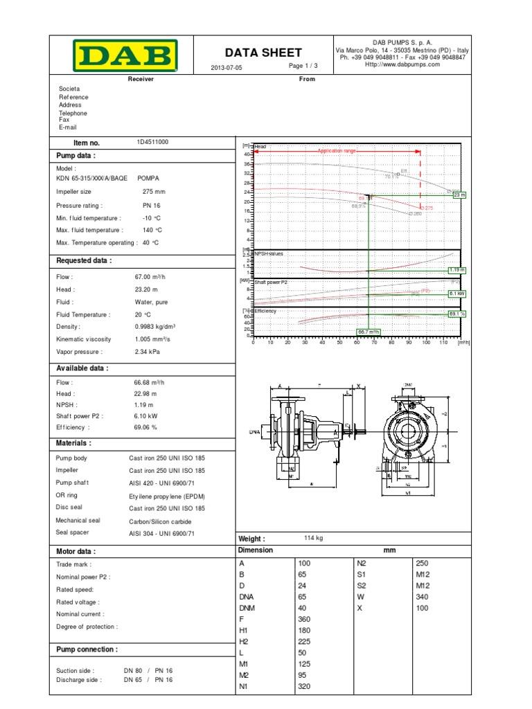 Data Sheet: Item No. Pump Data | PDF | Mechanical Engineering | Pump