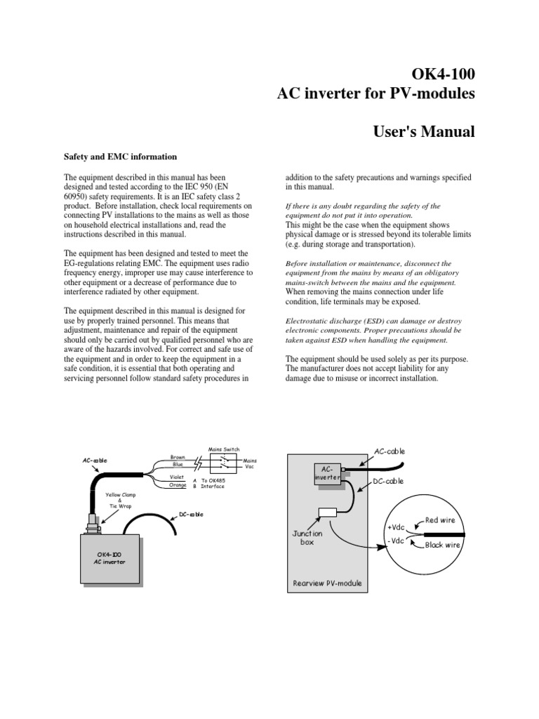 OK4-100 AC Inverter User Manual | PDF | Power Inverter | Mains Electricity