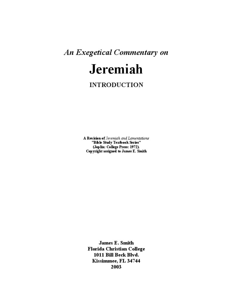 Exegetical Commentary On Jeremiah