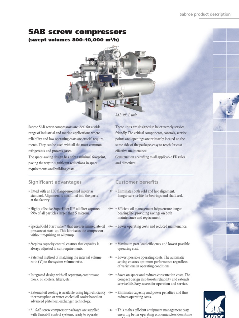 SAB screw compressors Gas Compressor Mechanical Engineering