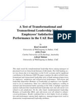 A Test of Transformational and Transactional Leadership Styles On Employees' Satisfaction and Performance in The UAE Banking Sector