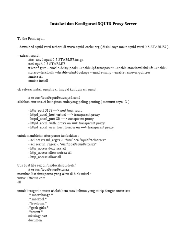 Instalasi Dan Konfigurasi Squid Proxy Server PDF | PDF | Komputer ...