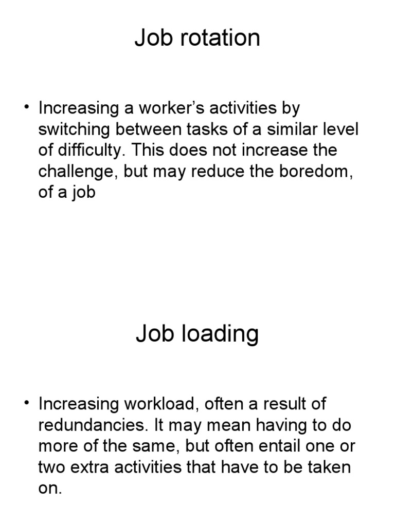 Job Rotation, Loading, and Enrichment Explained | PDF | Career & Growth
