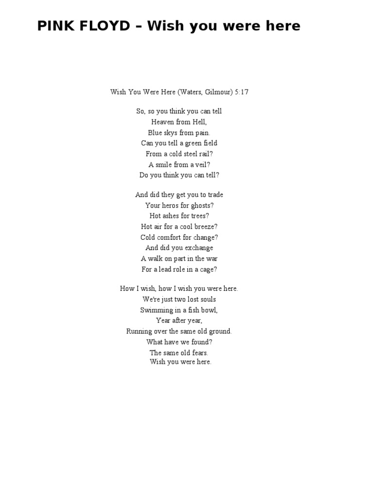 Wish You Were Here Text Pdf Nature