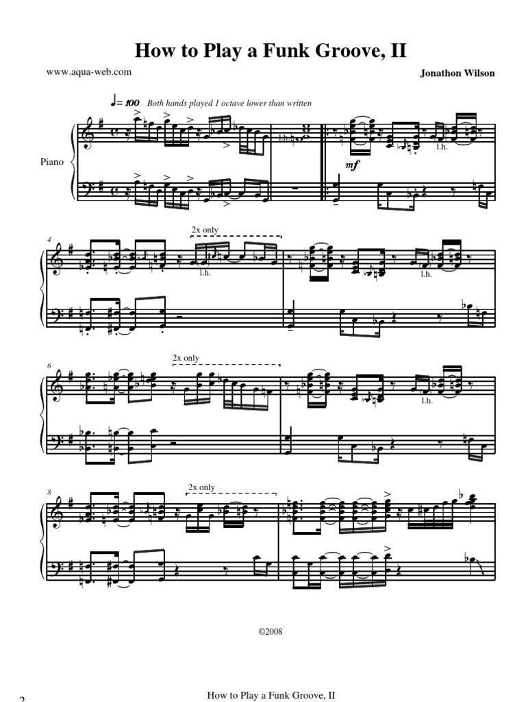 Piano Funk Groove In G By Jonathan Wilson Loisirs