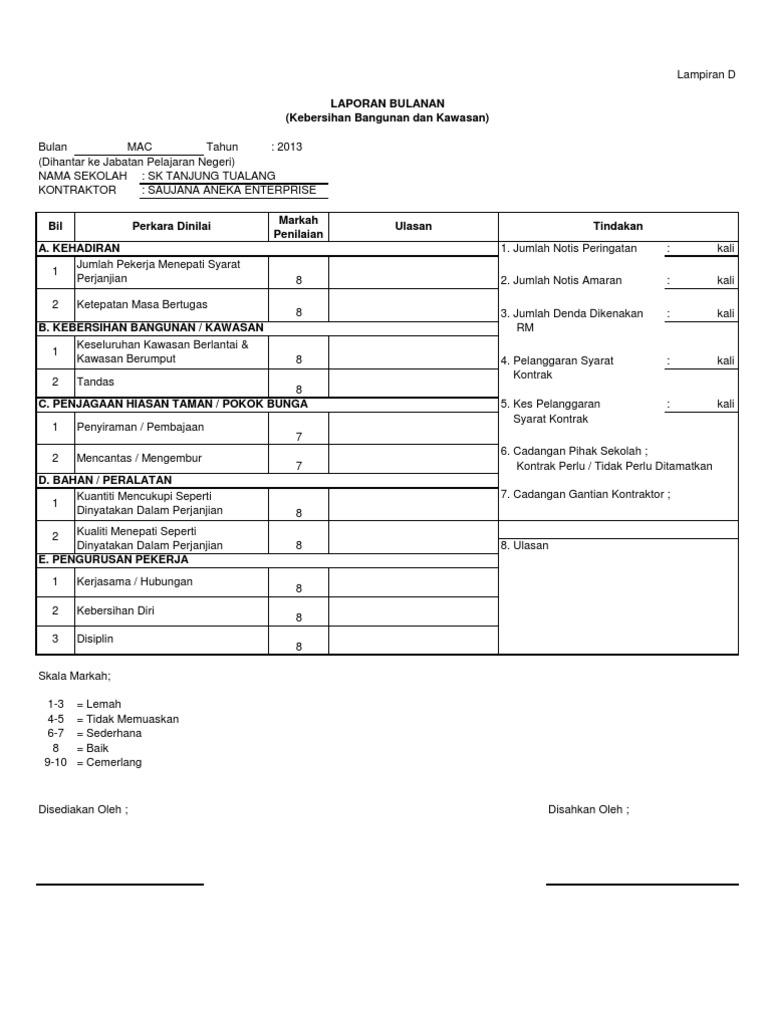 Laporan Bulanan Pembersihan Pdf