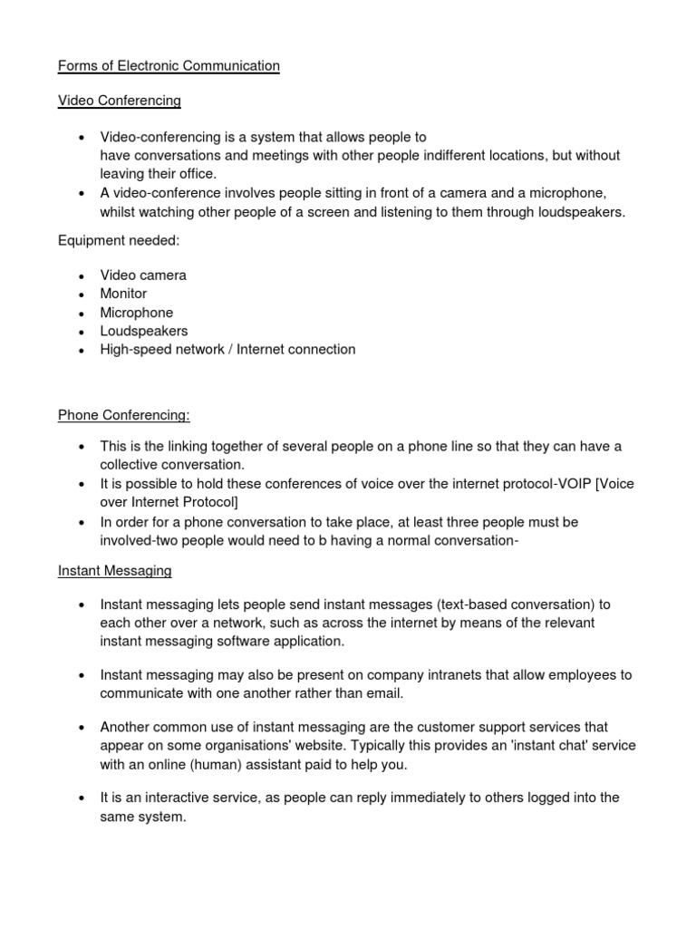 Forms of Electronic Communication PDF Fax Database Index