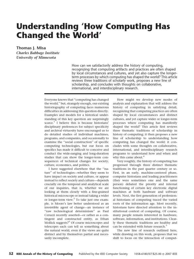 Computing Change The World | PDF | Computing | Historian