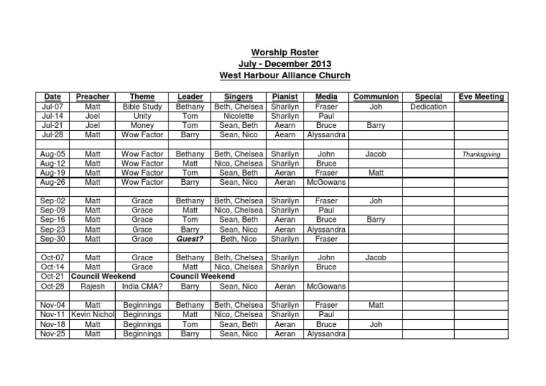 Roster 13.07-13.11e | PDF