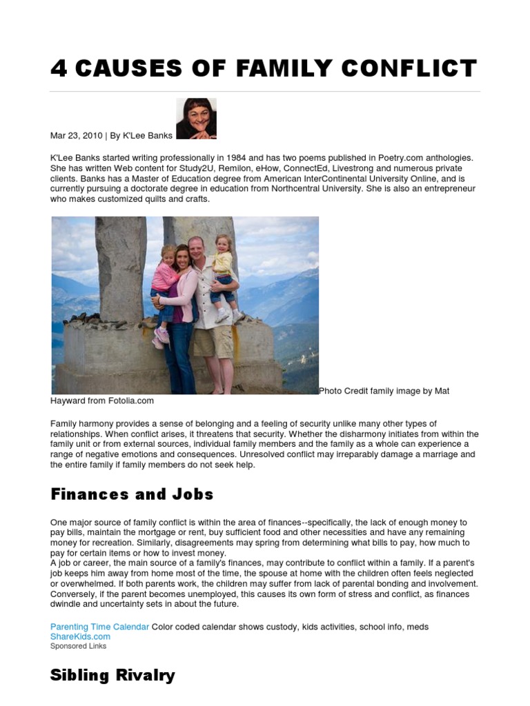 Four Causes of Family Conflict | PDF | Sibling | Parent