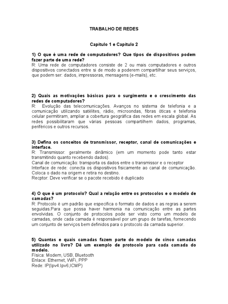 Fundamentos de Redes de Computadores | PDF | Modelo OSI | Rede de ...