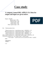 Case Study: A Company Named BIG APPLE CO. Data For Output and Input Are Given Below