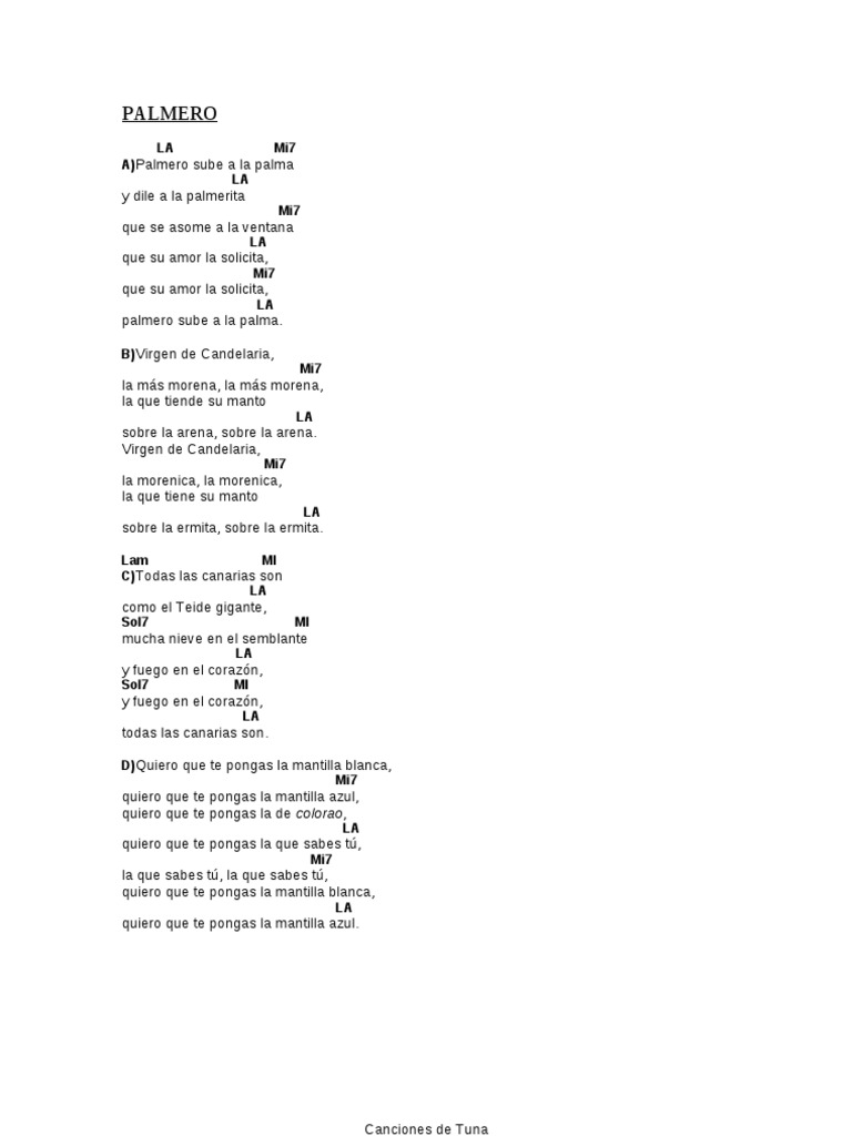 Cancionero de La Tuna Con Acordes PDF Naturaleza Entretenimiento