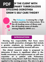 Care of The Client With Pulmonary Tuberculosis Utilizing Orem's Theory