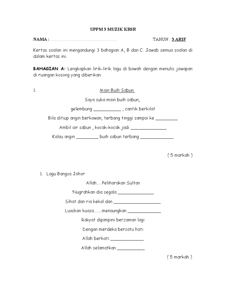 soalan muzik tahun 3