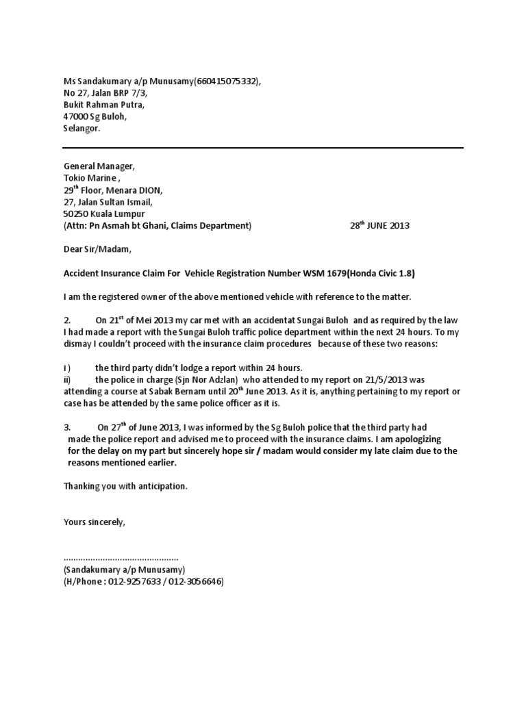 Car Insurance Letter PDF