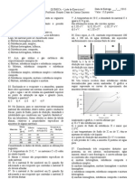 I Lista de Exercícios de Química