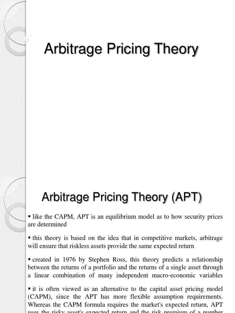 Arbitrage Pricing Theory | PDF | Capital Asset Pricing Model | Economic