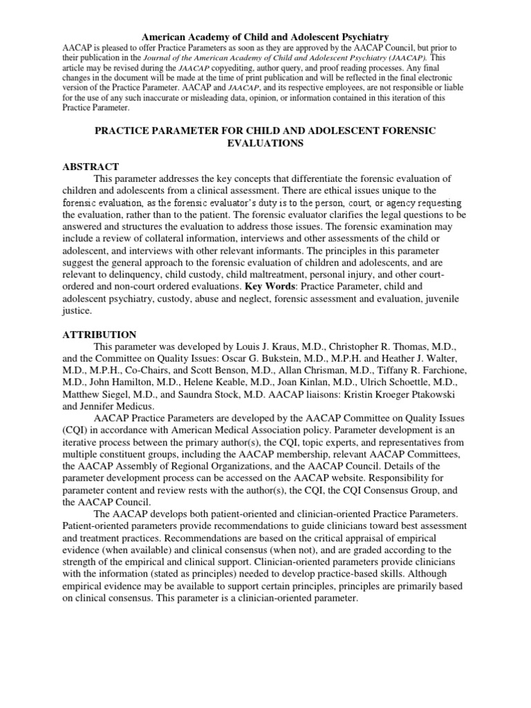 Forensic Evaluation Child Custody Psychiatry