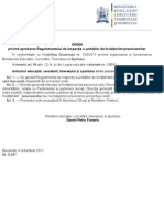 OMECTS Nr. 5547 Din 06.10.2011 Privind Aprobarea Regulamentului de Inspec+ Ie A Unit-Â+ Ilor de + Nv-Â+ - Âm+ónt Preuniversitar