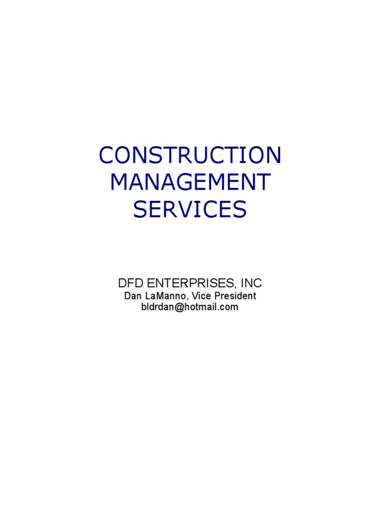 Const. Management Services | PDF | Construction Management | Project ...