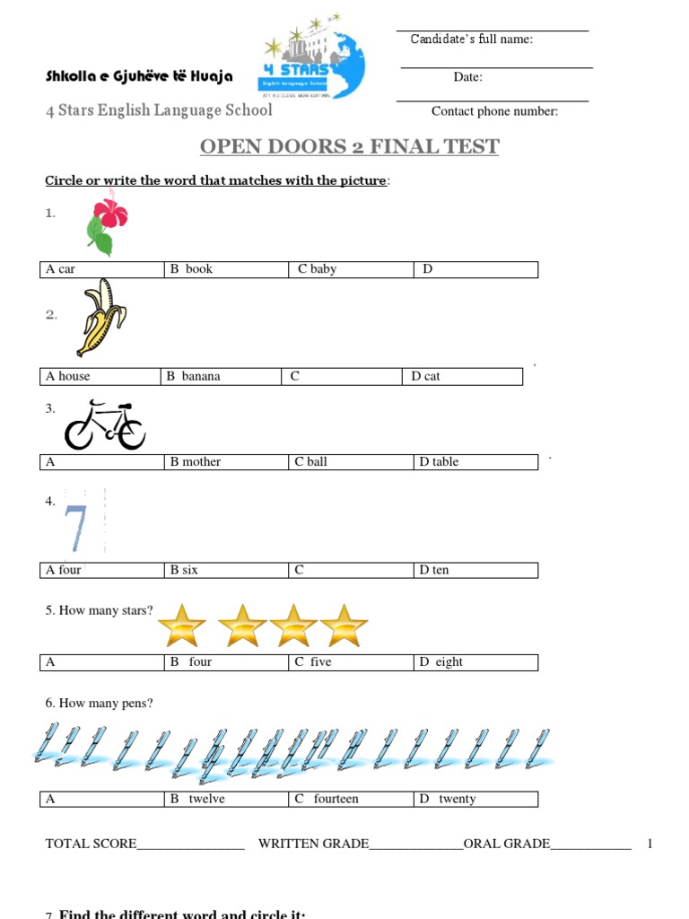 Open Doors 2 Final Test Adjective Rules