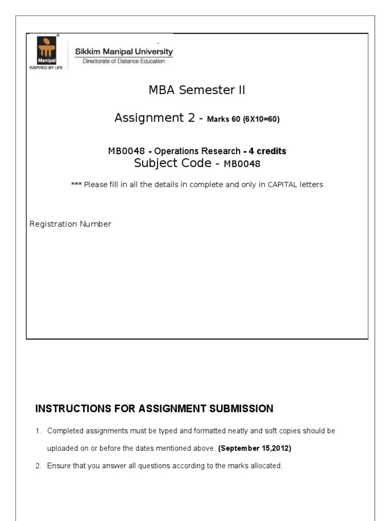 Operations Research Assignment Guidelines | PDF | Conceptual Model ...