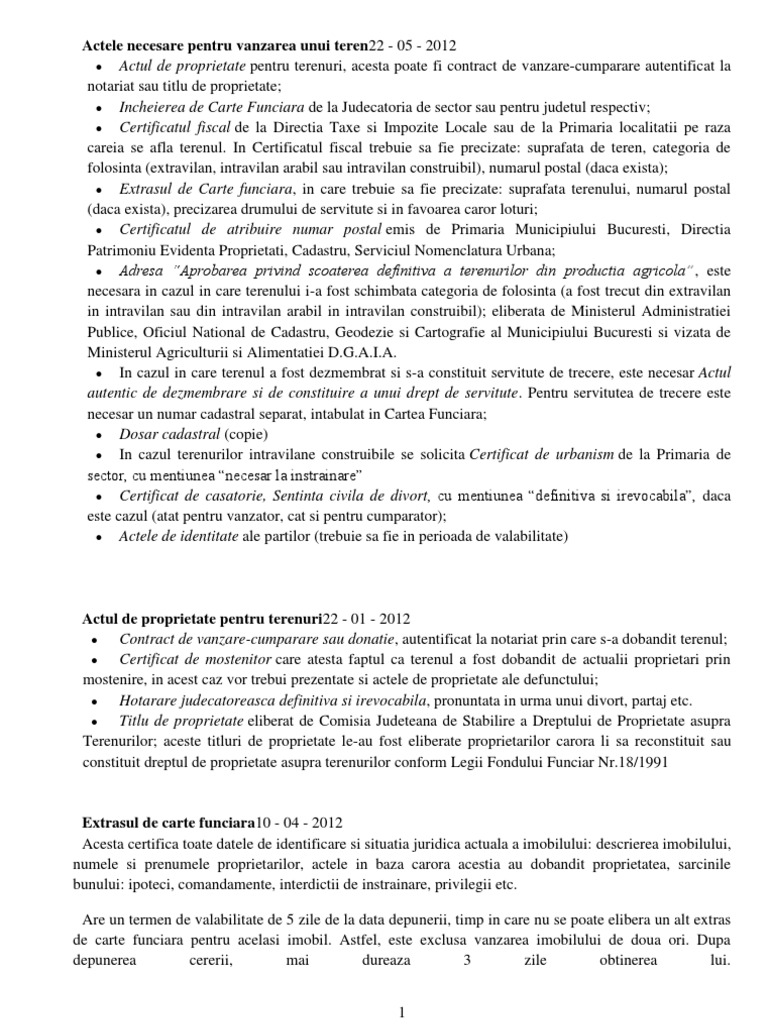 Actele Necesare Pentru Vanzarea Unui Teren22