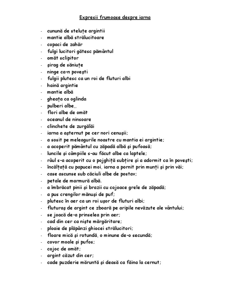 Expresii Frumoase Despre Iarna